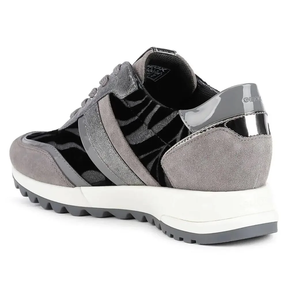 Geox Tabelya Sneakers Dark Grey, Black Velvet ,Suede Comfort Tennis Shoes 7 $170 - Picture 3 of 7